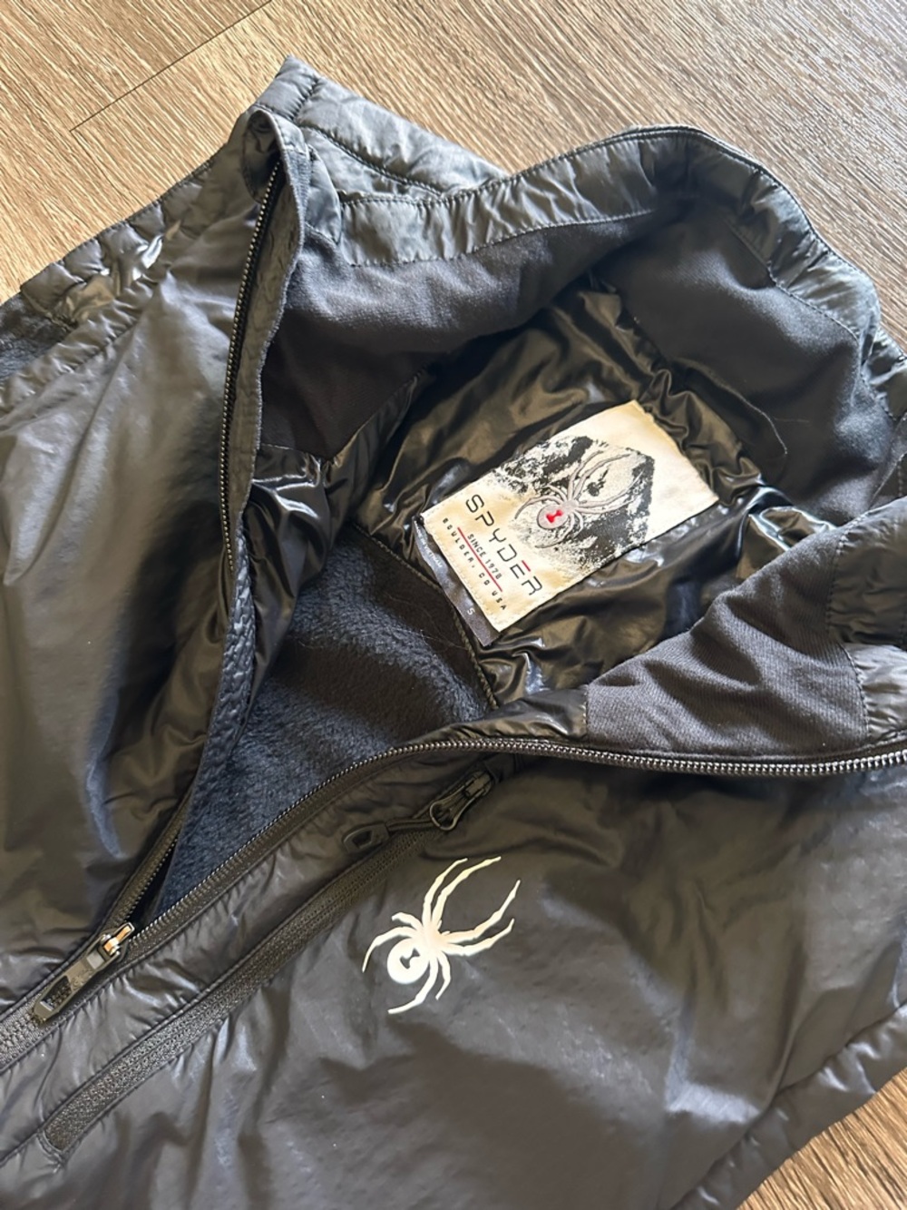 Spyder Men Full Zip quilted puffer Vest Black Lightweight Lined Outdoor sz Small